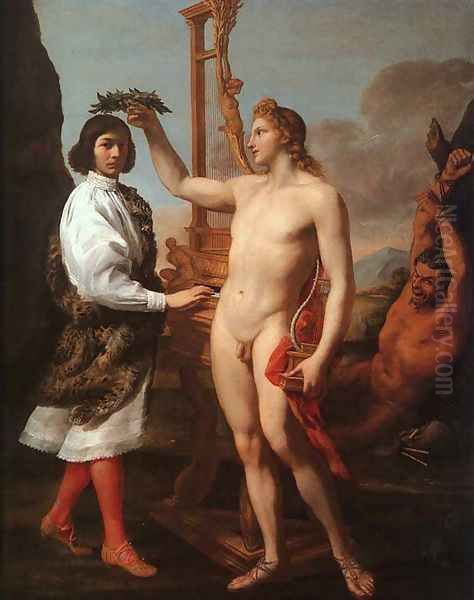 Marcantonio Pasquilini Crowned By Apollo Oil Painting by Andrea Sacchi