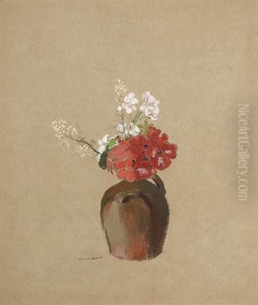 Bouquet Dans Un Petit Vase De Gres Oil Painting by Odilon Redon