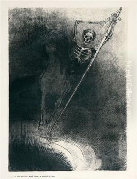 ... Et Celui Qui Etait Monte Dessus Se Nommait A Mort Oil Painting by Odilon Redon