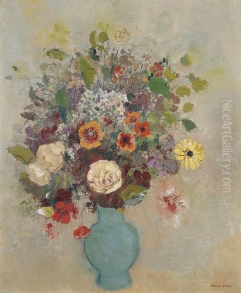 Vase De Fleurs Oil Painting by Odilon Redon