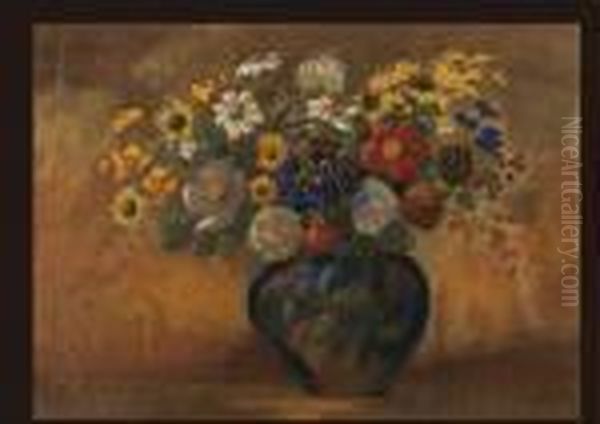 Flowers In The Vase(estampe) Oil Painting by Odilon Redon