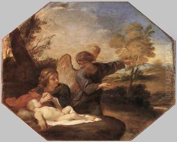 Hagar and Ismail in the Desert c. 1630 Oil Painting by Andrea Sacchi