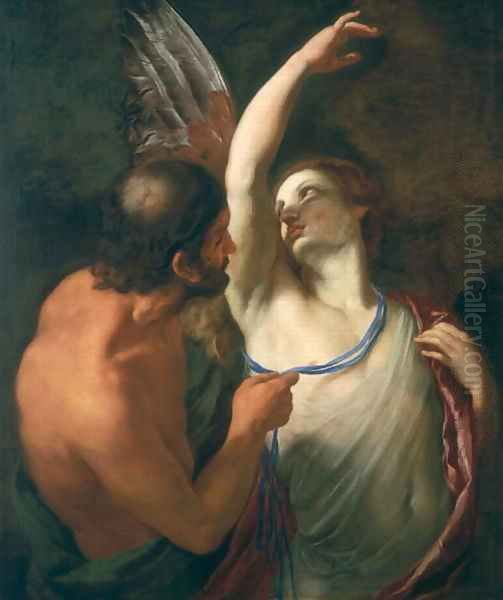 Daedelus and Icarus Oil Painting by Andrea Sacchi