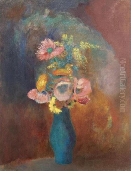 Vase De Fleurs Oil Painting by Odilon Redon