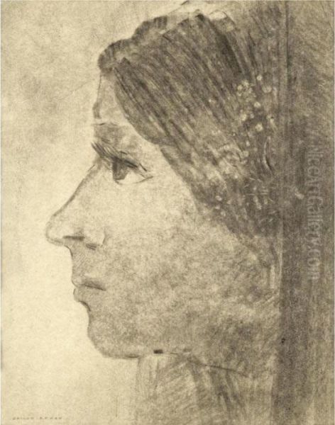 Femme En Profil Oil Painting by Odilon Redon