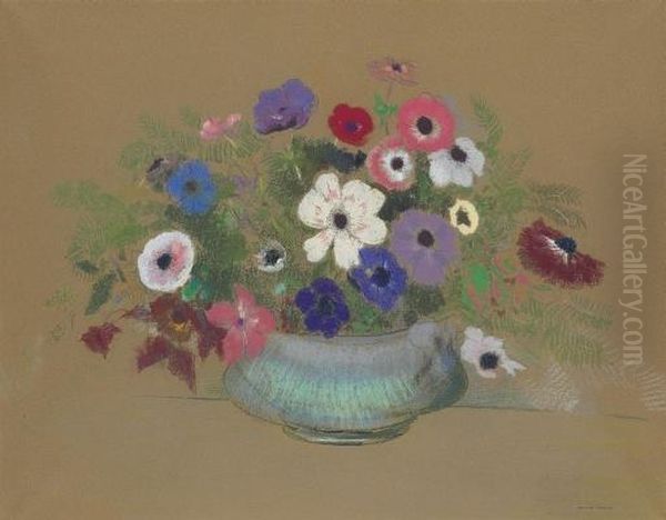 Anemones Oil Painting by Odilon Redon