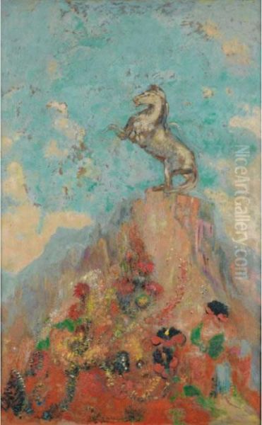 Pegase Sur Son Roc Ou La Cime Oil Painting by Odilon Redon