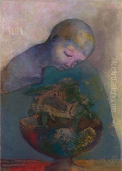 La Coupe Du Devenir (l'enfant A La Coupe) Oil Painting by Odilon Redon