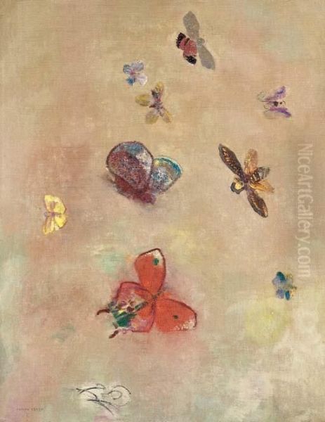 Papillons Oil Painting by Odilon Redon