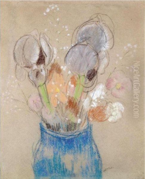 Property From A Massachusetts Estate, Usa
 

 
 
 

 
 Bouquet De Fleurs, Les Iris Oil Painting by Odilon Redon