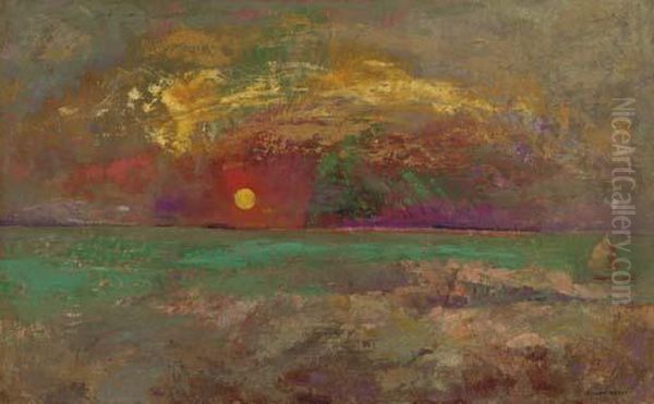 Coucher De Soleil Oil Painting by Odilon Redon