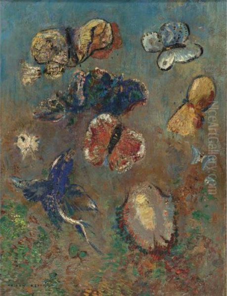 Papillons Oil Painting by Odilon Redon