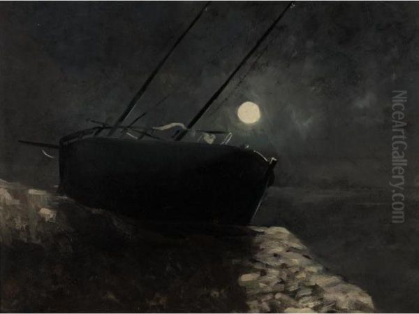 Barque Au Clair De Lune Oil Painting by Odilon Redon