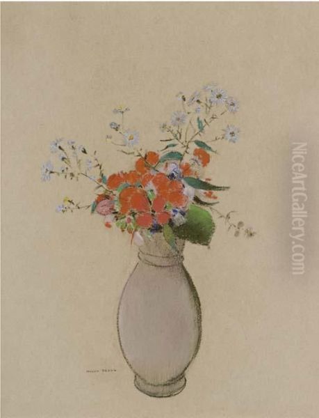 Vase De Fleurs Oil Painting by Odilon Redon