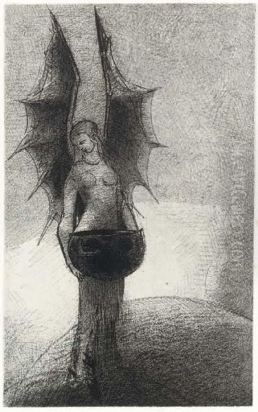 Les Tenebres, Frontispiece Oil Painting by Odilon Redon