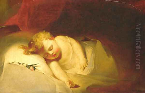 Child Asleep (The Rosebud) Oil Painting by Thomas Sully