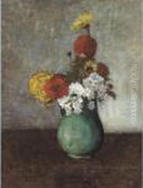 Vase De Fleurs Oil Painting by Odilon Redon