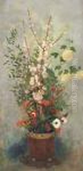 Vase De Fleurs Avec Branches De Pommier En Fleur Oil Painting by Odilon Redon