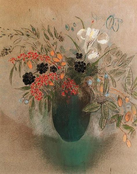 Fleurs Dans Un Vase Oil Painting by Odilon Redon