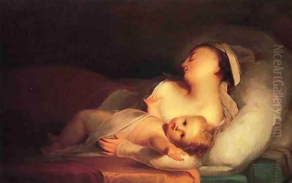 Mother and Child Oil Painting by Thomas Sully