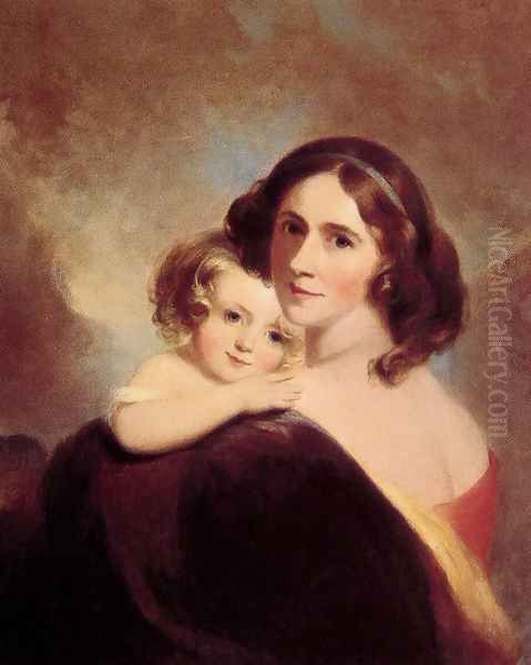 Mrs Fitzgerald and her Daughter Matilda Oil Painting by Thomas Sully