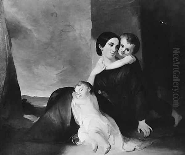 Mrs. John Hill Wheeler and Her Two Sons Oil Painting by Thomas Sully