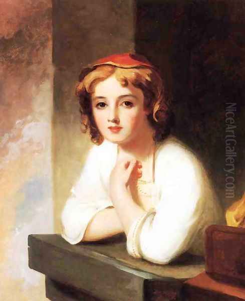 Girl Leaning at a Window Oil Painting by Thomas Sully