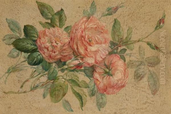 Etude De Roses Oil Painting by Pierre-Joseph Redoute