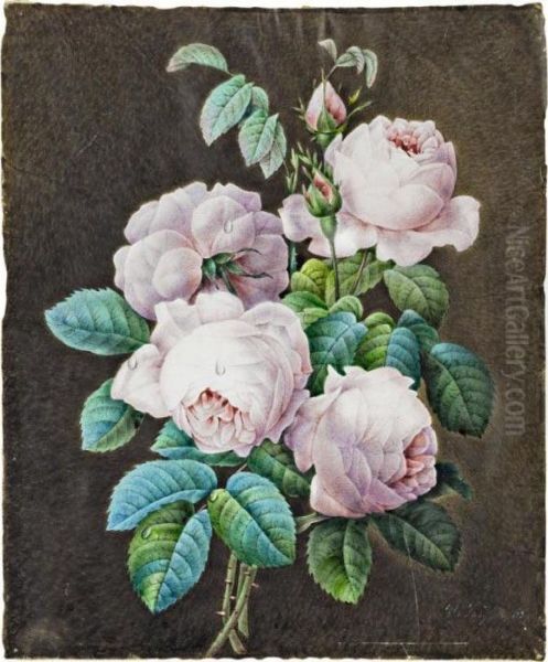 Bouquet De Roses [follower Of 
Pierre-joseph Redoute; Bouquet Of Roses; Watercolour And Gouache On 
Vellum Indisctincly Signed V.jacqu... And Dated 1839; Unframed] Oil Painting by Pierre-Joseph Redoute