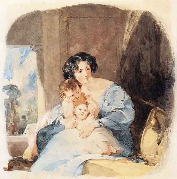 Mother with Her Children Oil Painting by Thomas Sully