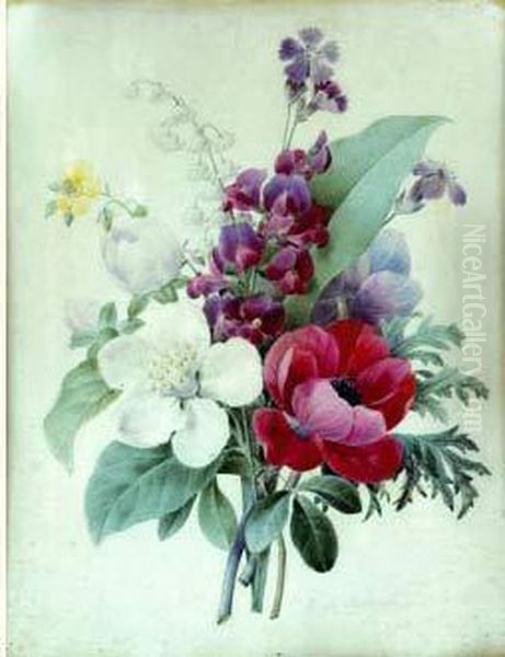 Bouquet De Fleurs Avec Muguet, Capucine Et Bouton D'or Oil Painting by Pierre-Joseph Redoute