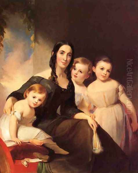 Portrait of Mrs. James Robb and Her Three Children Oil Painting by Thomas Sully