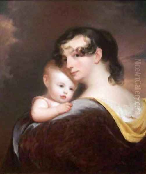 Portrait of Esther Fortune Warren and Her Daughter Hester Oil Painting by Thomas Sully