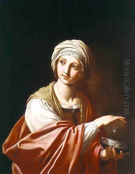 The Flea Oil Painting by Elisabetta Sirani