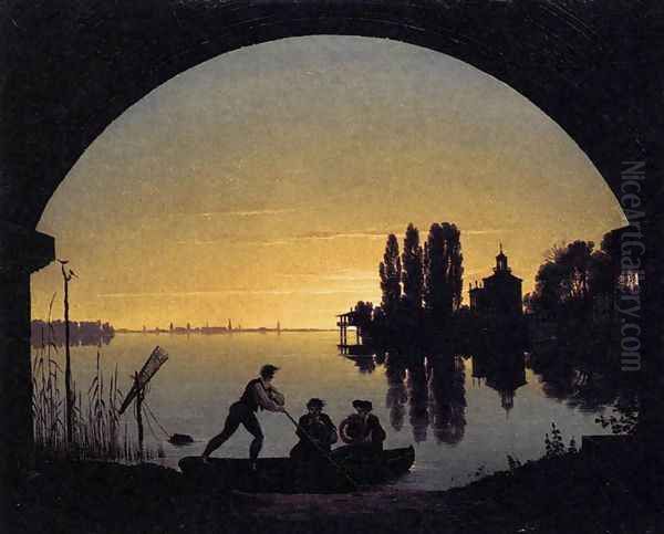 The Banks of the Spree near Stralau 1817 Oil Painting by Karl Friedrich Schinkel