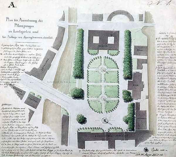 Redesigning the Lustgarten, 1828 Oil Painting by Karl Friedrich Schinkel