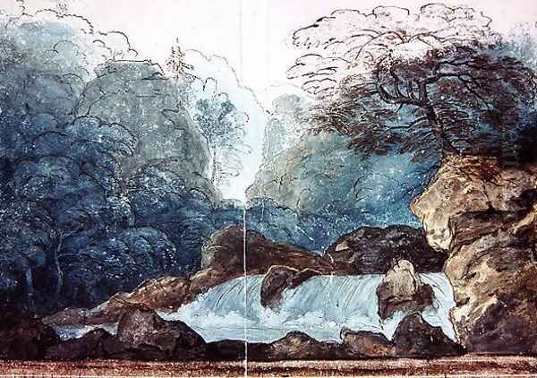 Waterfall in a Wood, set design for a production of Undine Oil Painting by Karl Friedrich Schinkel