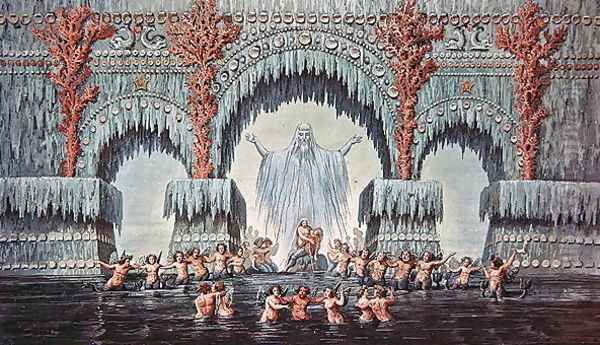 Muehleborns Water Palace, set design for a production of Undine Oil Painting by Karl Friedrich Schinkel