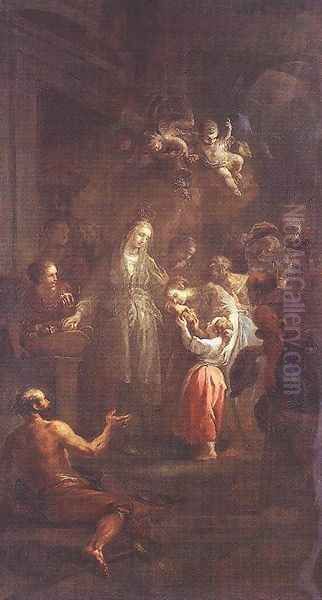 St Elisabeth Distributing Alms c. 1778 Oil Painting by Martin Johann Schmidt