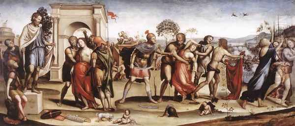 The Rape Of The Sabine Women 1506-07 Oil Painting by Il Sodoma (Giovanni Antonio Bazzi)