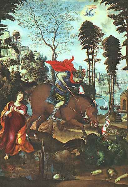 St George And The Dragon 1518 Oil Painting by Il Sodoma (Giovanni Antonio Bazzi)