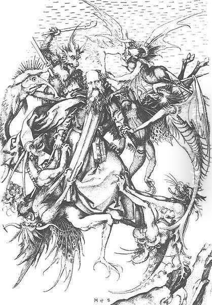 Temptation of St Anthony Oil Painting by Martin Schongauer