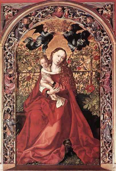 Madonna of the Rose Bush 1473 Oil Painting by Martin Schongauer