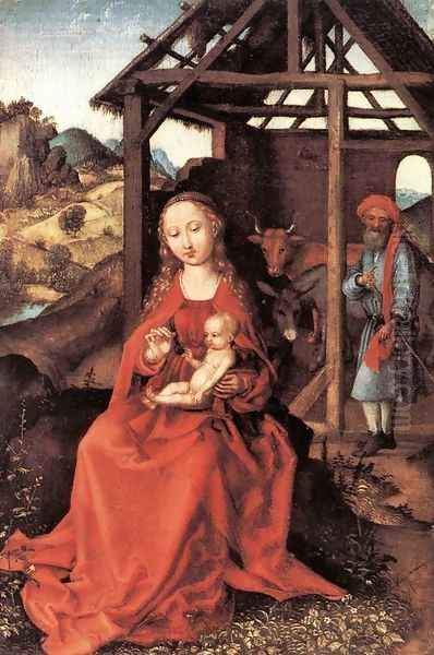 The Holy Family c. 1470 Oil Painting by Martin Schongauer