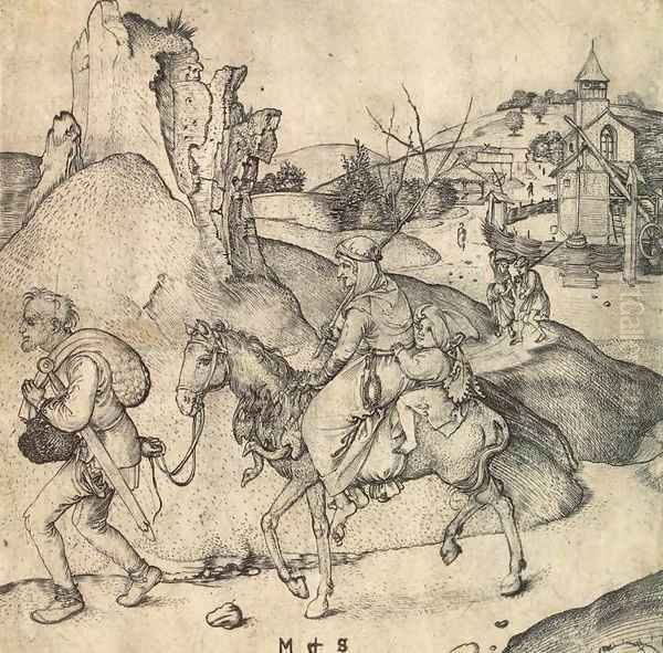 Peasant Family Going to the Market Oil Painting by Martin Schongauer