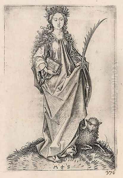 St. Agnes Oil Painting by Martin Schongauer