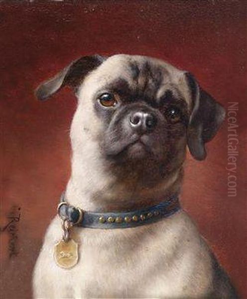 Pug Andnewfoundland Oil Painting by Carl Reichert