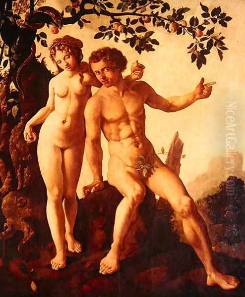 Adam and Eve Oil Painting by Jan Van Scorel