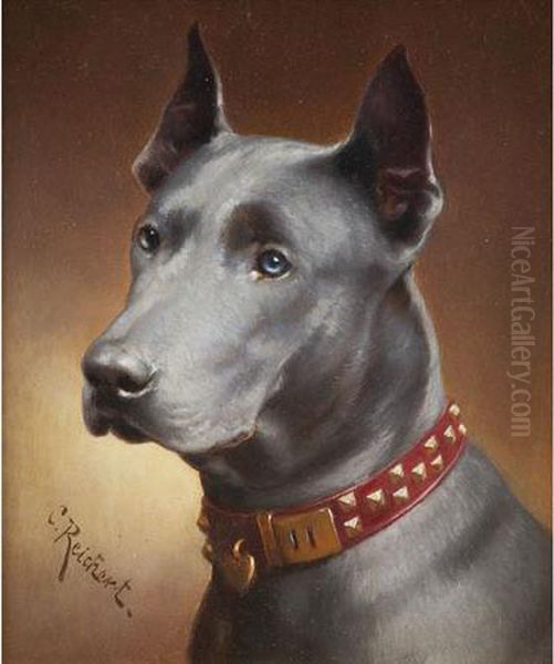 Portrait Of A Great Dane Oil Painting by Carl Reichert