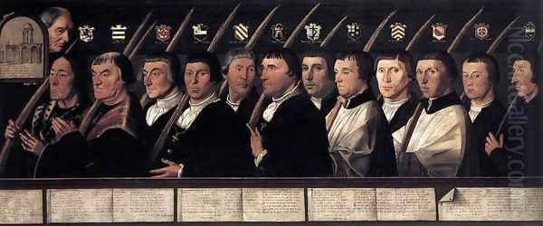 12 Members of the Haarlem Brotherhood of Jerusalem Pilgrims 1528-29 Oil Painting by Jan Van Scorel